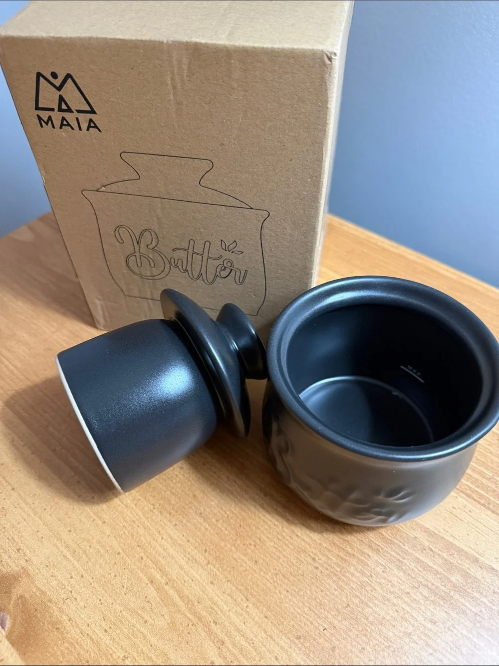 Black Ceramic Butter Crock with Lid
